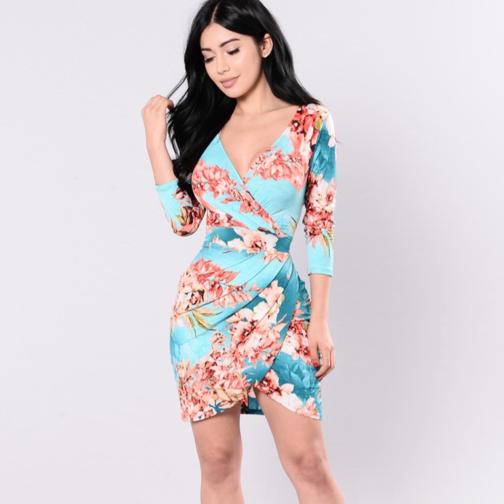 Hawaiian Floral sexy wrap dress by fashion nova